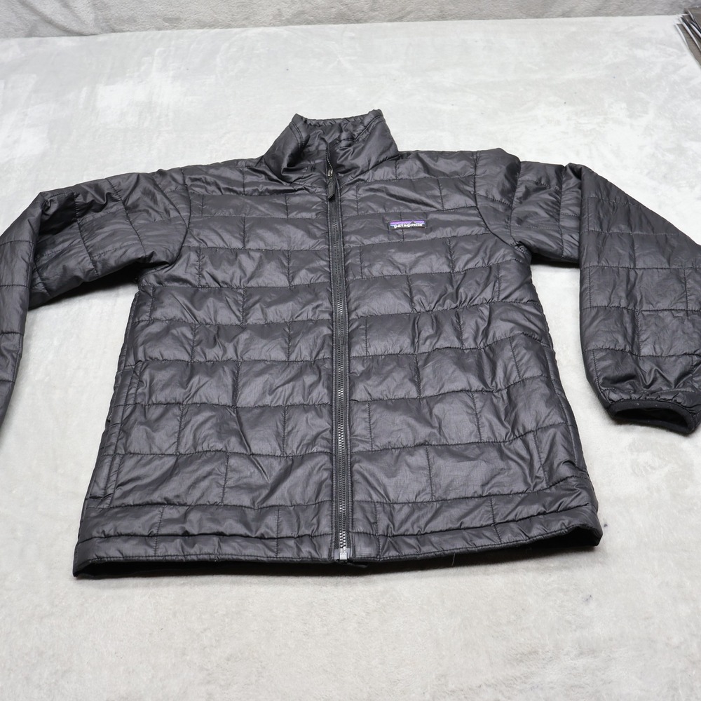 Patagonia Jacket Boys Large 12 Black Nano Puff Brick Quilt Light Pack Insulated